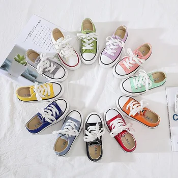 Bebé niños zapatos para niñas zapatos de lona de los varones 2019 temporada de primavera / verano de las niñas zapatillas de deporte amarillo de la moda de niño zapatos de la UE 21-37