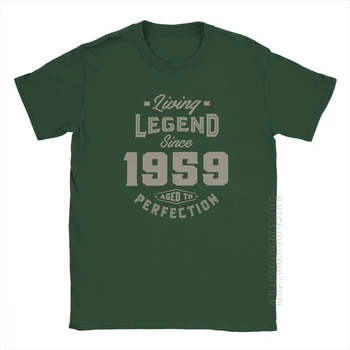 Leyenda Viva Desde 1959 Cumpleaños Camiseta Aniversario Del Nacimiento De Presentar La Camiseta De La Vendimia De Los Hombres Gris Ropa Vintage De Algodón Puro Camisetas