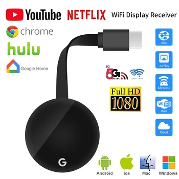 5G Wifi 1080P TV Stick G7S Pantalla del Receptor Para Google Chromecast 3 Anycast Receptor de la TV por HDMI a la TV Miracast Dongle Para Ios Android