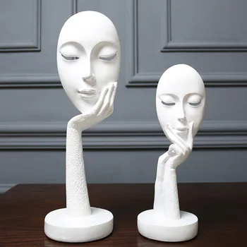 La Decoración del hogar de la Estatua de Adornos de Mesa Accesorios en 3D de la Cara de la Máscara de la Escultura Abstracta Arte Decorativo Estatuilla de Vivir Decoración de la Habitación