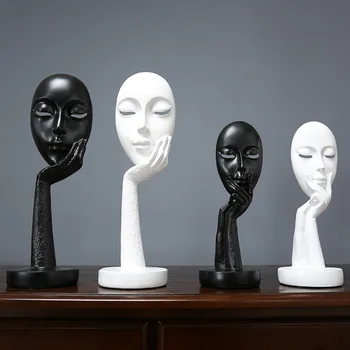 La Decoración del hogar de la Estatua de Adornos de Mesa Accesorios en 3D de la Cara de la Máscara de la Escultura Abstracta Arte Decorativo Estatuilla de Vivir Decoración de la Habitación