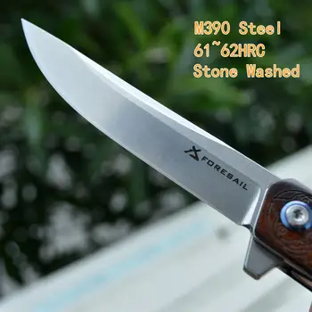 El TRINQUETE M390 de Acero cuchillo plegable de Bolsillo Cuchillo al aire libre de Alta Dureza Sharp Tácticos, Cuchillos de Mango de madera de Cuchillos KVT bola bea EDC