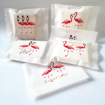 100pcs Flamingo Dulce Amor de Bolsas de Galletas hechas a Mano Galletas de Envases de Envolver el Paquete de Cumpleaños de la Fiesta de la Boda Suministros