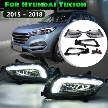 1 Par Blanco Led Drl Para Hyundai Tucson 2016 2017 2018 Luces de marcha Diurna Luz de 12V Abs Niebla Cubierta de la Lámpara del Coche de Estilo