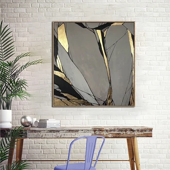 A Mano paintedLarge hechos a Mano grueso cuchillo abstracto pintura al óleo de Oro Azul, Blanco, hermosa Pintura abstracta Vivir Decoración de la Habitación