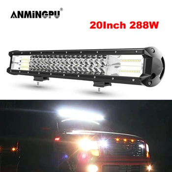 ANMINGPU 20 12V 24V LED de Luz de Barras para Camión tractor 4x4 Barco Atv Mancha de Inundación 288W Luz de Trabajo LED Bar de Carretera de los Faros del Coche