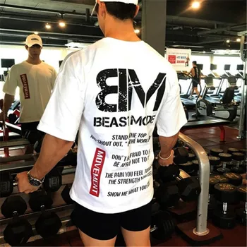2020 de Verano los Hombres de los Gimnasios camiseta de Fitness Culturismo Suelto Camisetas de Moda de Ocio de Manga Corta de la Moda de costura de la Camiseta Tops