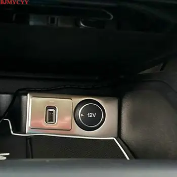 BJMYCYY decorativa de acero Inoxidable parche para USB frontal del panel de automóviles de ford focus MK4 2019