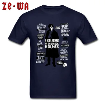 Sherlock Holmes Camiseta de los Hombres de Algodón de la Camiseta de la Detective Citas camiseta de la Roja, John Watson Baker Street 221B de Estilo de Inglaterra Tops Camisetas