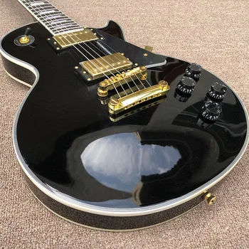2020High la calidad de la guitarra eléctrica cuerpo de Caoba Sólida Con la pintura Negra de la parte Superior,el Hardware de Oro Negro de la guitarra eléctrica,gastos de envío gratis!