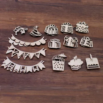 QITAI 39PCS/caja de Madera de adorno de accesorios para el arte de papel fabricación de tarjetas vida de un proyecto de revista de decoración WF317