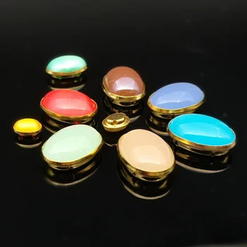 50pcs/lot de Alta Calidad 10x14,13x18,25x18mm Nueva Acrílico Opal Piedra Con Oro Garra Configuración Oval Coser En la Joyería de Perlas de N1002