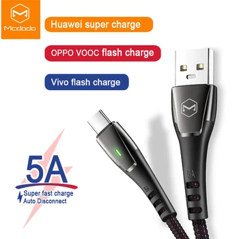 Mcdodo 40W USB Tipo C 5A Súper Carga Rápida para Huawei 4A Flash Carga VOOC Para OPPO Find X R17 VIVO Automático Desconecte el Cable de Datos