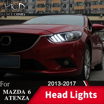 La cabeza de la Lámpara Para Coche Mazda 6 Atenza 2013-2017 Mustang Faros de Niebla Luz de Día Luz de marcha DRL H7 LED Bi Xenon Bombilla de Accesorios para Automóviles