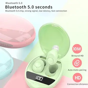 L30 Bluetooth Auriculares Inalámbricos Macaron de Color de alta fidelidad de Sonido Impermeable Ligera de Peso Cómodo de Llevar En la oreja Rosa Verde Auriculares