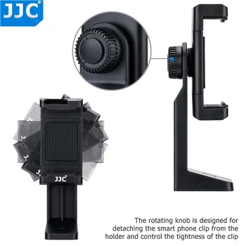 JJC Teléfono Inteligente Stand 56-105mm Clip Ajustable Selfie Stick Mini Trípode Teléfonos Titular para el iPhone/HUAWEI/MI/Samsung