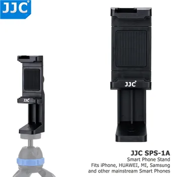 JJC Teléfono Inteligente Stand 56-105mm Clip Ajustable Selfie Stick Mini Trípode Teléfonos Titular para el iPhone/HUAWEI/MI/Samsung