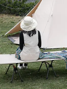 Plegable Cuna de Camping Plegable Cómodo Persona Sola Cama Portátil Ligero Pesado de la Cama con una Bolsa de Almacenamiento para Piscina al aire libre