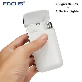 20pcs Slim en Caso de Cigarrillos de la Caja con USB Encendedor Electrónico 10pcs Regular de Cigarrillos de Tabaco Caso de Almacenamiento de la Titular de Cigarrillos más Ligero