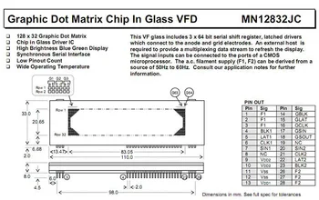 E&M 128*32 Pantalla VFD Panel de SCM Fluorescente de Vacío Gráfica de Matriz de puntos Chip NORITAKE MN12832JC 12832 8713
