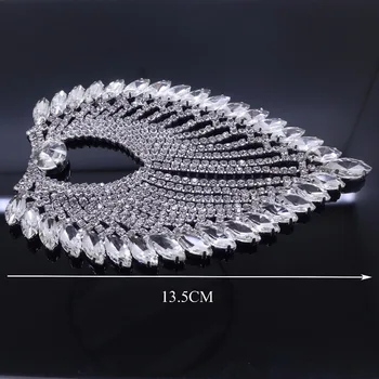 La moda 1pcs de Plata para el Claro Cristal de diamante de imitación de Apliques de Recorte Recorte hecho a Mano de Prendas de Vestuario de la Decoración de 13.5x9.5cm