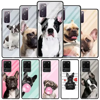 Vidrio templado de la caja del Teléfono Para Samsung Galaxy S20 FE 5G S21 Ultra S10e S10 S9 S8 Además de Bulldog francés Perro Shell de la Cubierta de Coque Fundas