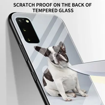 Vidrio templado de la caja del Teléfono Para Samsung Galaxy S20 FE 5G S21 Ultra S10e S10 S9 S8 Además de Bulldog francés Perro Shell de la Cubierta de Coque Fundas