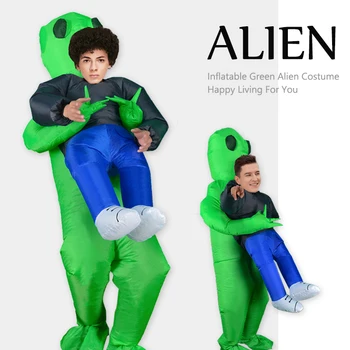Alien Traje De La Mascota Alienígena Verde De Transporte Humano Adulto Inflable De Disfraces De Anime Cosplay Para El Hombre Que Para La Mujer Del Traje De Halloween