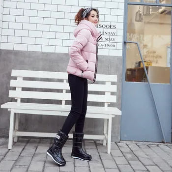 Las mujeres botas de nieve de la plataforma de botas de invierno gruesa felpa impermeable antideslizante zapatos de invierno botas cálidas botas de piel de mujer 2019 Femenino
