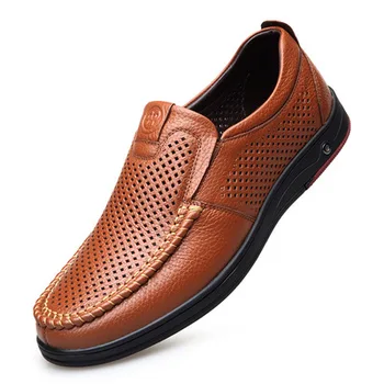 2021 Recién Hombres de Verano de Mocasines, Zapatos de Cuero Genuino Suave de Hombre Casual Slip-on Recorte de Zapatos de piel de Vaca de Verano Mocasines