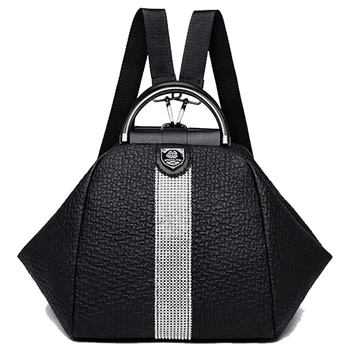 La mujer de tres-en-uno mochila mochila de cuero de lujo estudiante de la escuela de la bolsa de diamantes de la moda bolso de hombro de la moda mochila de viaje