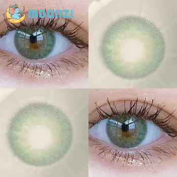 MOONZI holandés primaria de Color verde de la lente de contacto pequeña belleza alumno Lentes de Contacto para los ojos anual de la Miopía de la prescripción grados