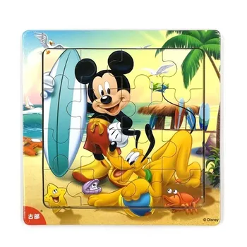 Disney Congelado Mickey Minnie Sofia Sirena Pato Rompecabezas 9pcs /16pcs Aprendizaje Educativo muy Interesante, Juguetes de Madera Para Niños