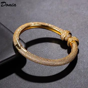 Donia Moda de la Joyería de cobre nueva micro-incrustaciones de AAA circón pulsera par de pulsera de mujer de lujo del banquete de la joyería