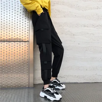 HOUZHOU Hip Hop Corredores de Mujer Otoño Invierno de la Moda de 2020 Slim Pantalones de Cintura Alta del Streetwear Sólido Casual sudaderas Mujer