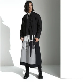 [HUANXIANGZHE] Unisex Falda de estilo Gótico de los Hombres y de las Mujeres de la moda de la falda de Rendimiento de la Falda de Harajuku Streetwear Pantalones