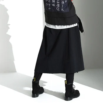 [HUANXIANGZHE] Unisex Falda de estilo Gótico de los Hombres y de las Mujeres de la moda de la falda de Rendimiento de la Falda de Harajuku Streetwear Pantalones