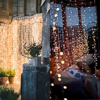 6X3M Cadena de LED de Navidad, las Luces Led de la Cortina de la Guirnalda de Hadas decoración al aire libre de Interior de la Casa de la Boda Decoración de la Luz Neta