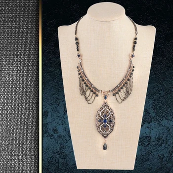Kinel Exagerada Indio Étnico Collar Para Las Mujeres De Antigüedades De Oro De La Moda De Cristal De La Vendimia De La Joyería De La Boda Collar Colgante