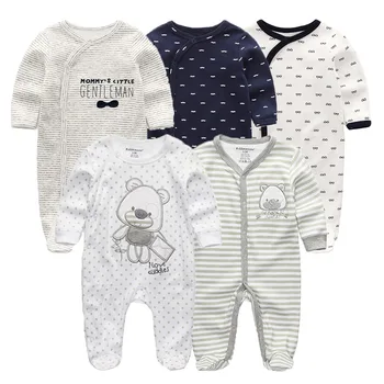 5 Pcs/lote de Ropa de Bebé Lindo Pie Cubierta de la ropa de dormir para Bebé Niño Niña Total de la Manga Recién nacido Suave Peleles