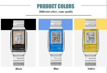 Las Mujeres de la moda Digital reloj de Pulsera Cronógrafo Correa de Acero Inoxidable color Azul Impermeable Negro Casual Elegante Dama Reloj Reloj mujer