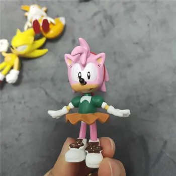 6Pcs/Set Super Sonic the Hedgehog Figuras de Juguete de Pvc Juguete Sonic Shadow Colas de los Personajes de la Muñeca de la Acción y la Figura de Juguetes Para niños de los Niños