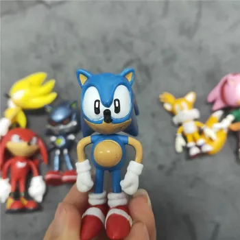 6Pcs/Set Super Sonic the Hedgehog Figuras de Juguete de Pvc Juguete Sonic Shadow Colas de los Personajes de la Muñeca de la Acción y la Figura de Juguetes Para niños de los Niños