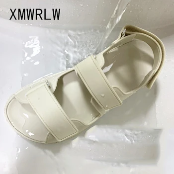 XMWRLW de Color Sólido de las Mujeres de Verano Sandalias Casual Gancho Bucle de la Playa de las Señoras Zapatos de Verano de 2020 las Mujeres Sandalias Planas Antideslizante Zapatos Sandalia