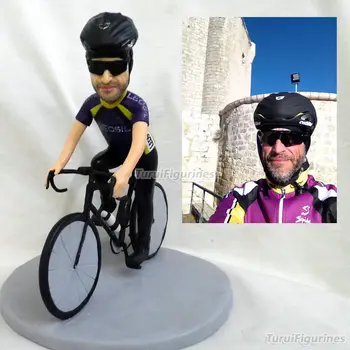 Ciclismo bicicleta deportes estatuilla en miniatura del diseño de los regalos de cumpleaños única idea por turui figuritas de arte hechas a mano de la estatua de diseño