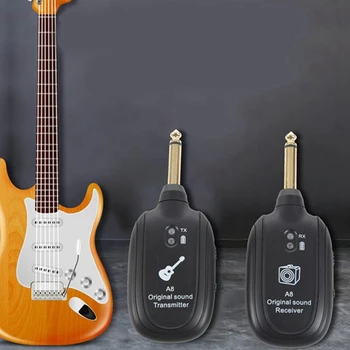 AROMA UHF Guitarra Sistema Inalámbrico Transmisor Receptor Construido en una batería Recargable y el Aroma En-01A Guitarra de Visualización