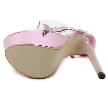 COVOYYAR de la Mariposa de las Mujeres de las Bombas de 2019 Nuevo Sexy Peep Toe zapatos de Tacón Alto de color Rosa las Mujeres Sandalias Clara de la Hebilla de la Correa de la Parte de los Zapatos de WHH681