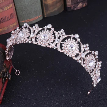 SLBRIDAL Cristal Claro de diamantes de Imitación Tiara de la Boda de la Diadema de Novia de la Reina, la Princesa de Concurso, de la Corona de Damas de honor de las Mujeres de la Joyería