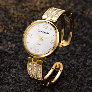 CANSNOW Simple de las Mujeres Relojes de la Marca Superior de Lujo de Acero Inoxidable Pulsera de Cuarzo relojes de Pulsera de Reloj Reloj de Señoras Relojes Femme