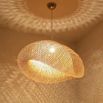 Moderna de Bambú Arte luces colgantes Restaurante Hotel de Ratán lámpara colgante para la sala de estar colgando de la lámpara de la cocina de accesorios de decoración de Interiores